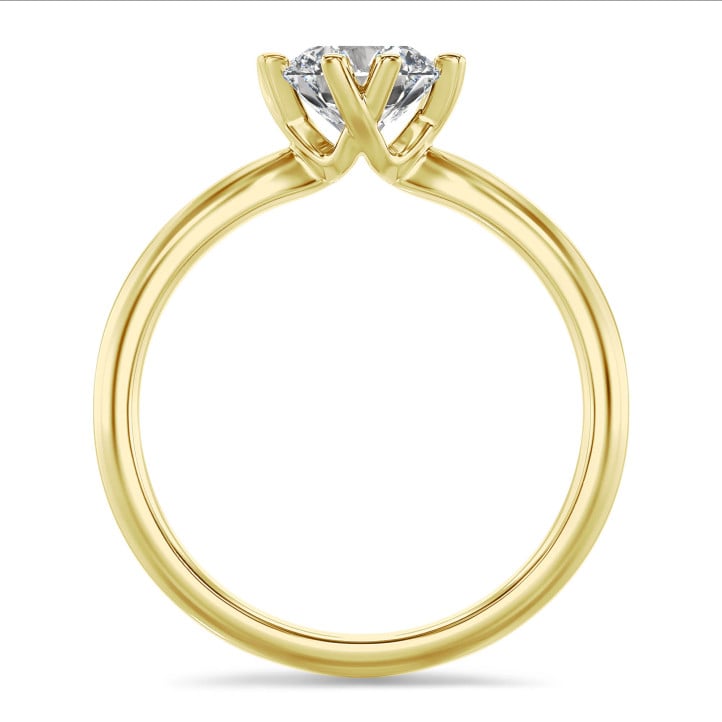 1.20 karaat lab grown diamanten solitaire ring in geel goud