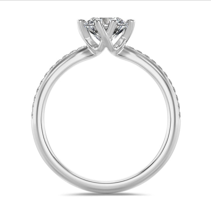 1.00 karaat lab grown diamanten solitaire ring in wit goud met lab grown zijdiamanten