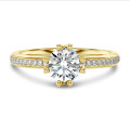 2.00 karaat lab grown diamanten solitaire ring in geel goud met lab grown zijdiamanten