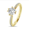1.20 karaat lab grown diamanten solitaire ring in geel goud met ronde lab grown diamanten (volledig rondom gezet)