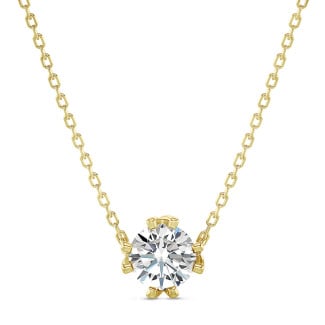 1.50 karaat solitaire hanger in geel goud met ronde lab grown diamant