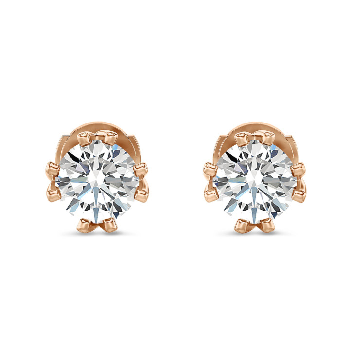 4.00 karaat diamanten oorbellen in rood goud met acht griffen