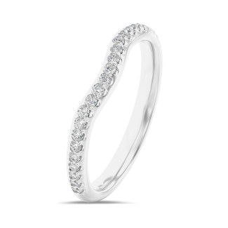 0.25 karaat gebogen alliance (half gezet) in wit goud met ronde lab grown diamanten