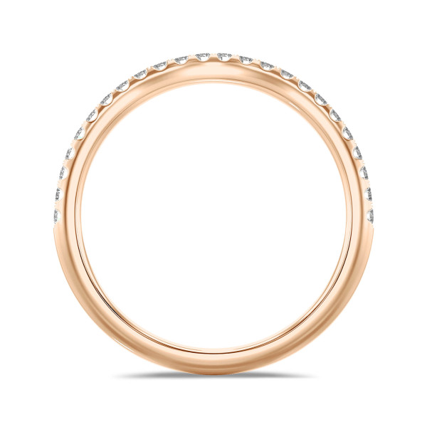 0.25 karaat gebogen alliance (half gezet) in rood goud met ronde lab grown diamanten