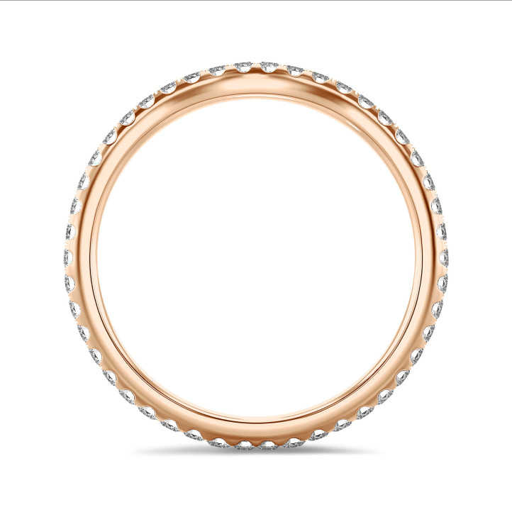 0.45 karaat gebogen alliance (volledig rondom gezet) in rood goud met ronde lab grown diamanten