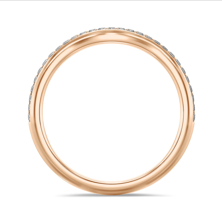 0.23 karaat gebogen alliance (half gezet) in rood goud met ronde lab grown diamanten