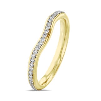 0.41 karaat gebogen alliance (volledig rondom gezet) in geel goud met ronde lab grown diamanten