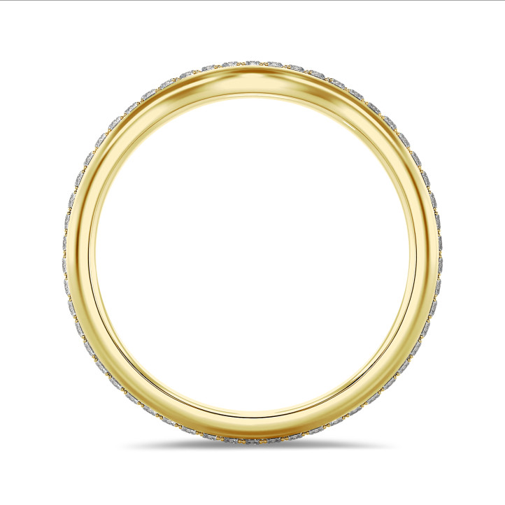 0.41 karaat gebogen alliance (volledig rondom gezet) in geel goud met ronde lab grown diamanten