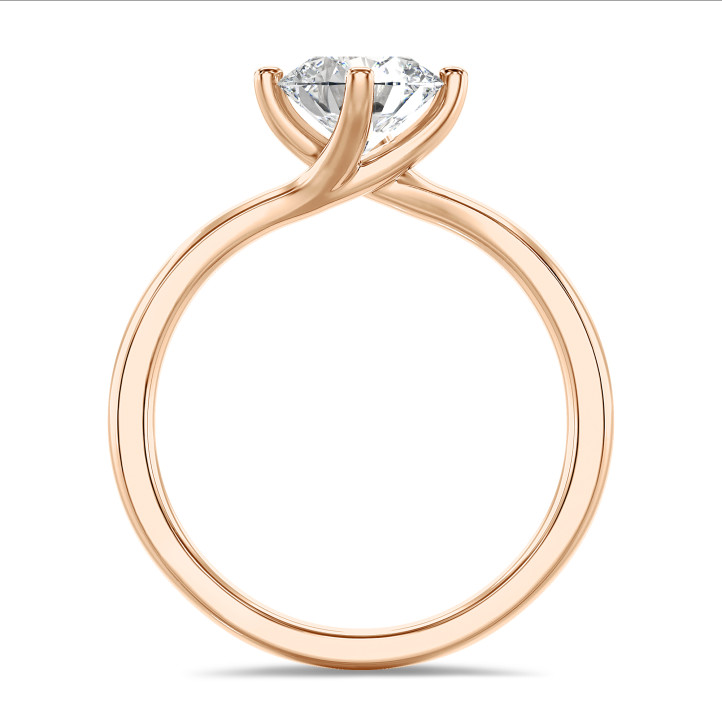 1.00 karaat lab grown diamanten solitaire ring in rood goud