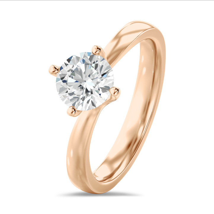 2.50 karaat lab grown diamanten solitaire ring in rood goud