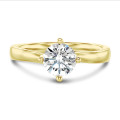 2.50 karaat lab grown diamanten solitaire ring in geel goud