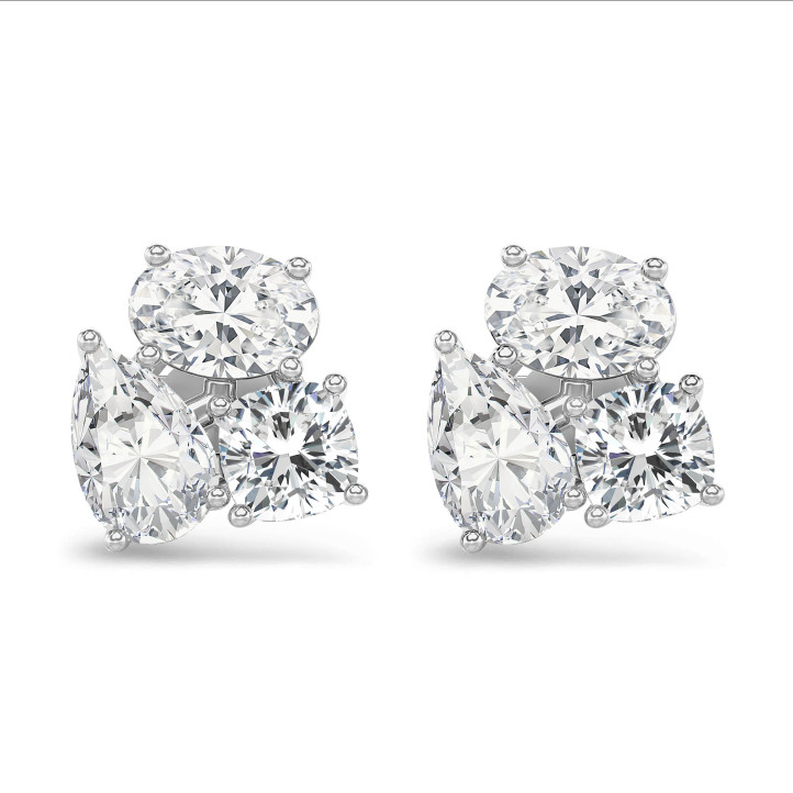 6.00 karaat lab grown diamanten trilogie oorbellen in wit goud