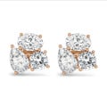 6.00 karaat diamanten trilogie oorbellen in rood goud