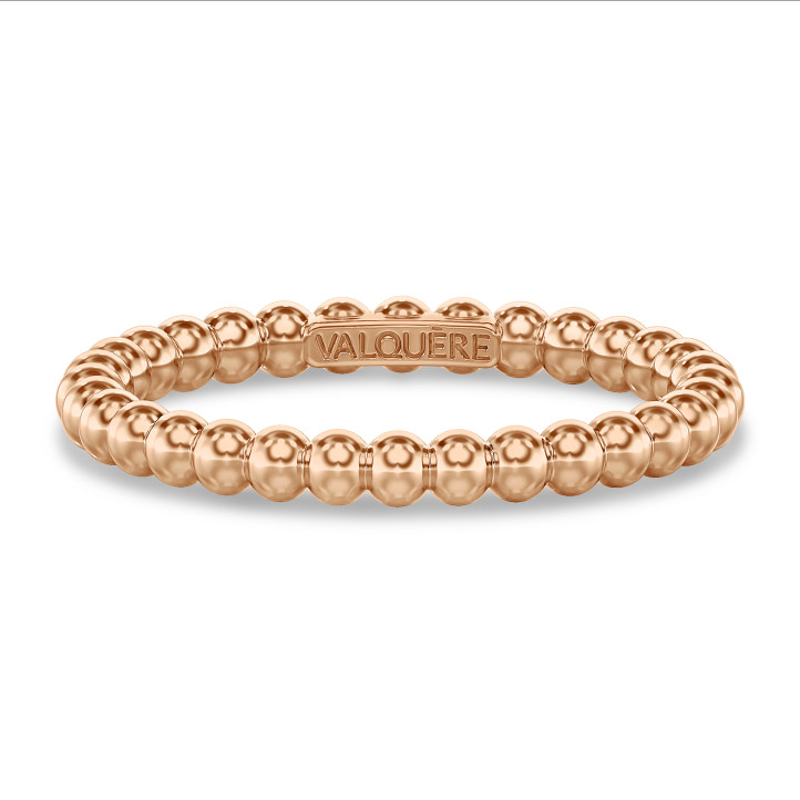 Combinatie ring met bolletjes in rood goud