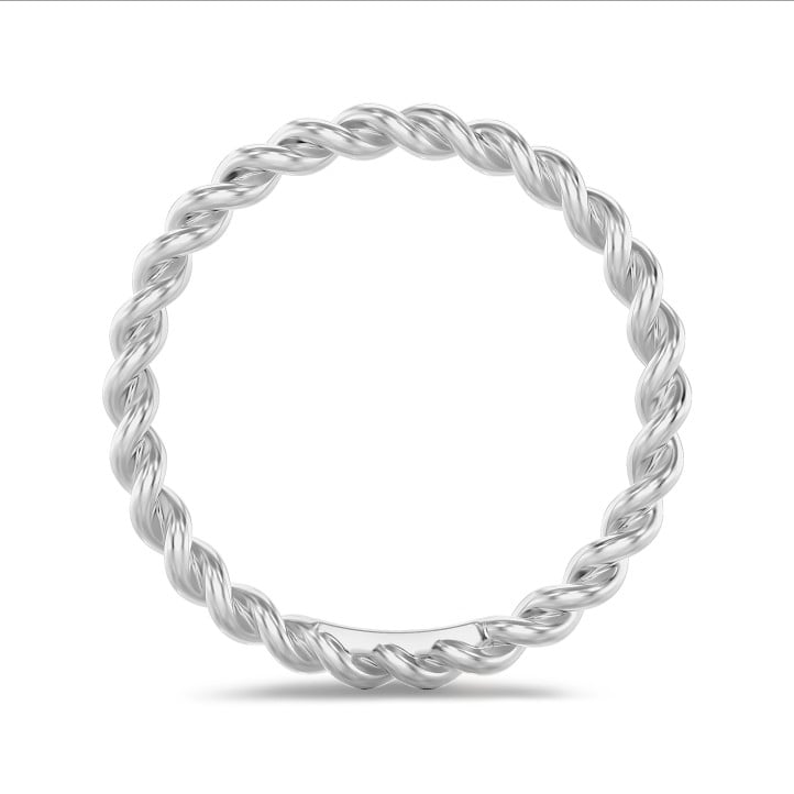 Gedraaide combinatie ring in wit goud