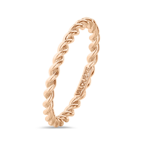 Gedraaide combinatie ring in rood goud