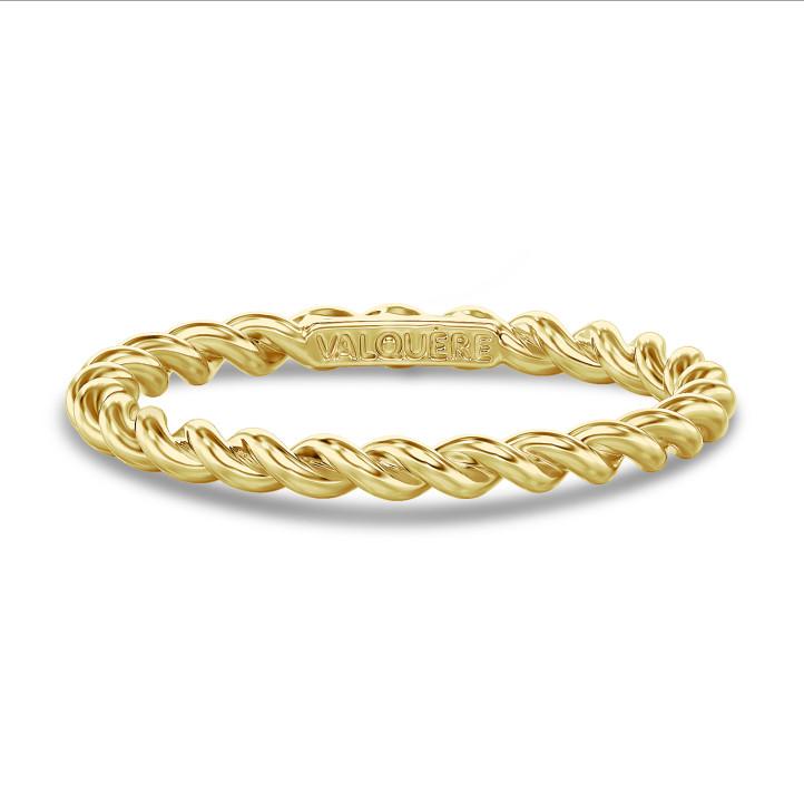 Gedraaide combinatie ring in geel goud