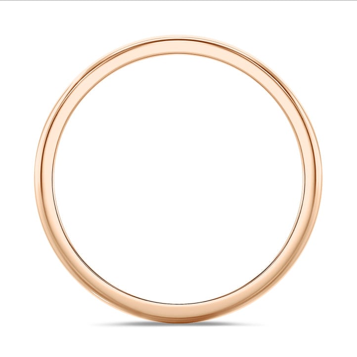 Licht gebolde trouwring van 3.00 mm in rood goud