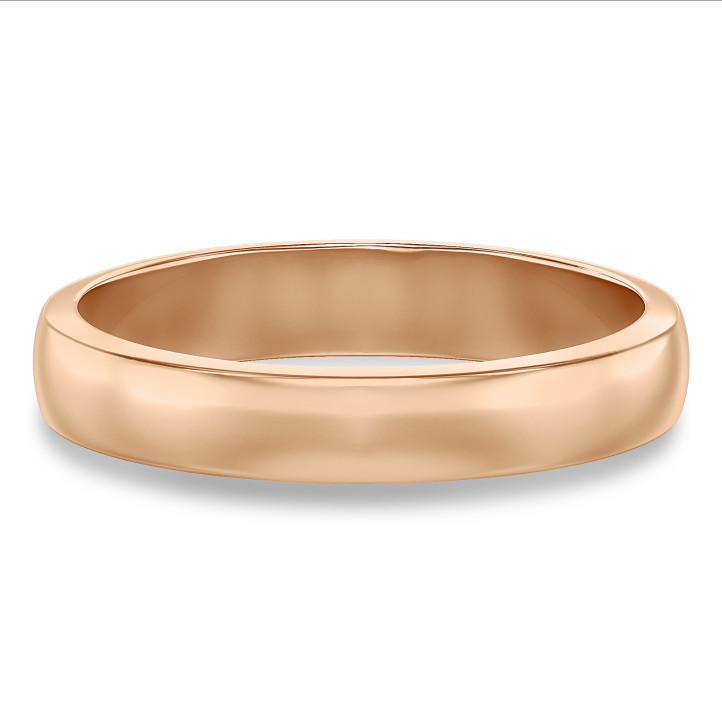 Licht gebolde trouwring van 4.00 mm in rood goud