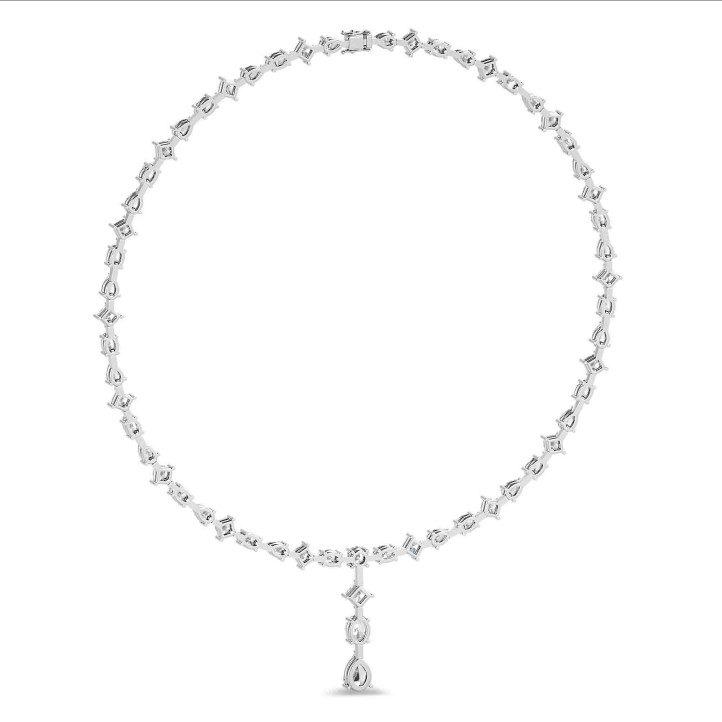 24.70 karaat lab grown diamanten halsketting in wit goud met afneembare hanger