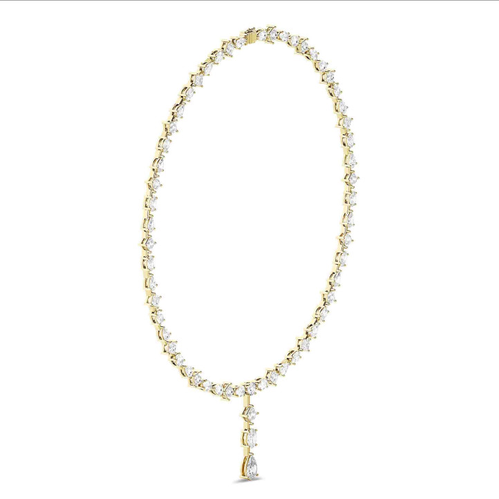 24.70 karaat lab grown diamanten halsketting in geel goud met afneembare hanger