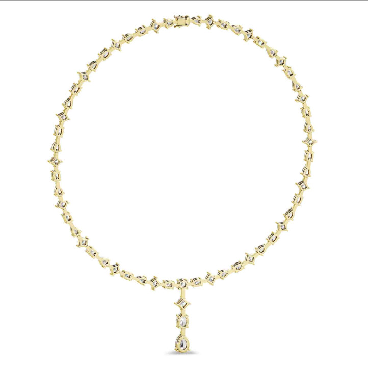 24.70 karaat lab grown diamanten halsketting in geel goud met afneembare hanger