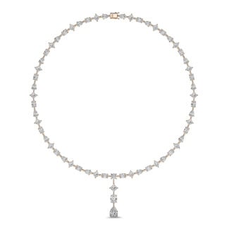 24.70 karaat lab grown diamanten halsketting in rood goud met afneembare hanger