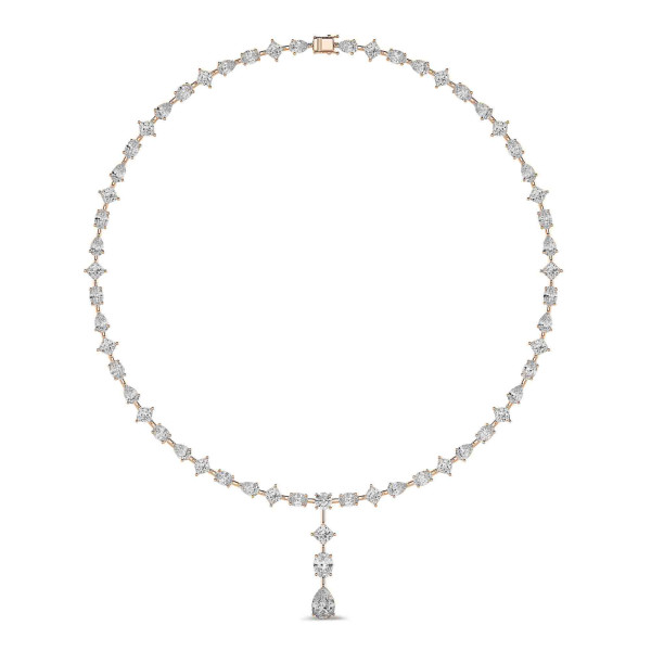 Search all PLP - 24.70 karaat lab grown diamanten halsketting in rood goud met afneembare hanger