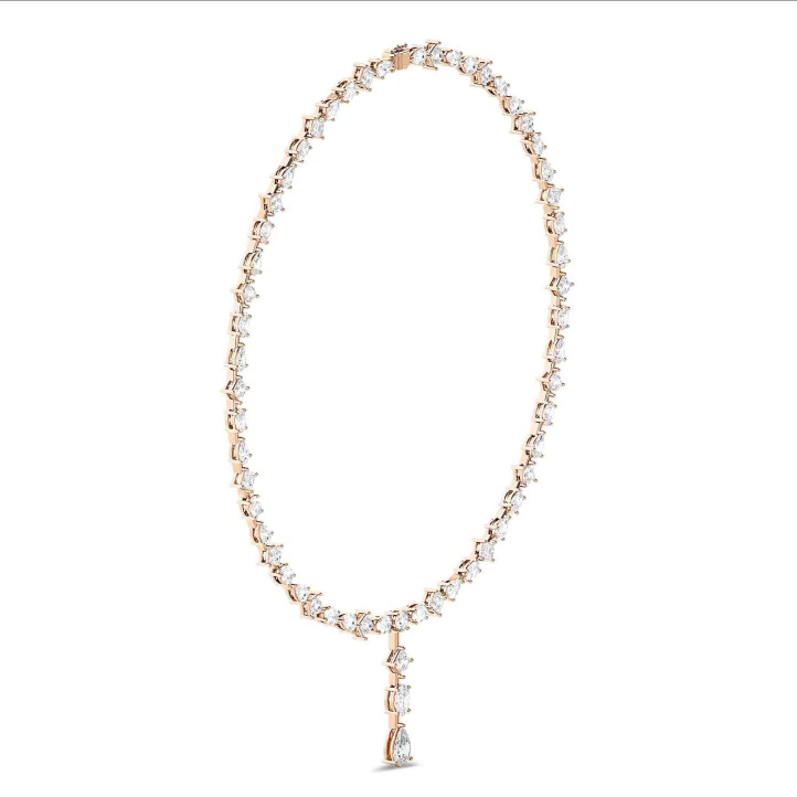 24.70 karaat lab grown diamanten halsketting in rood goud met afneembare hanger