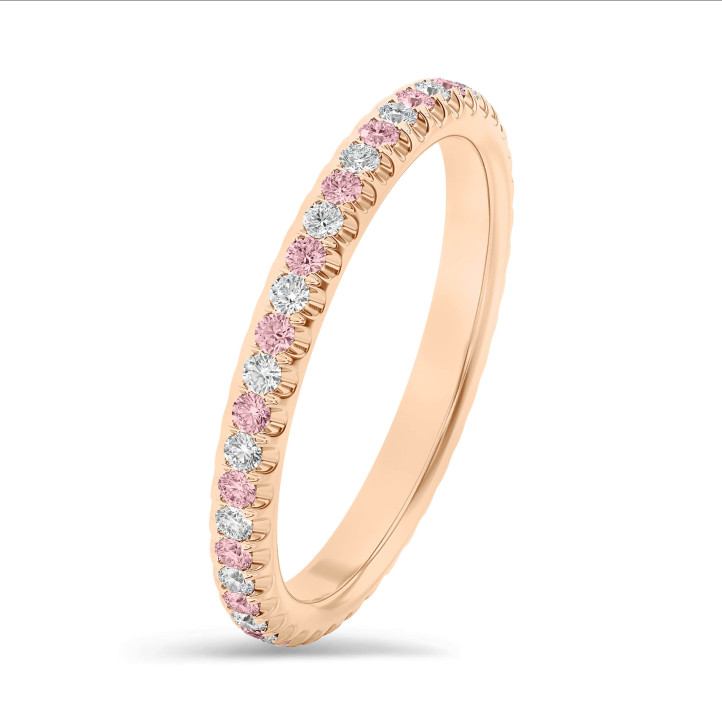0.55 karaat alliance (volledig rondom gezet) in rood goud met roze en witte lab grown diamanten