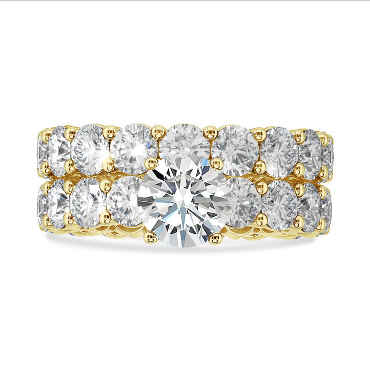 1.50 karaat solitaire ring in geel goud met ronde diamanten