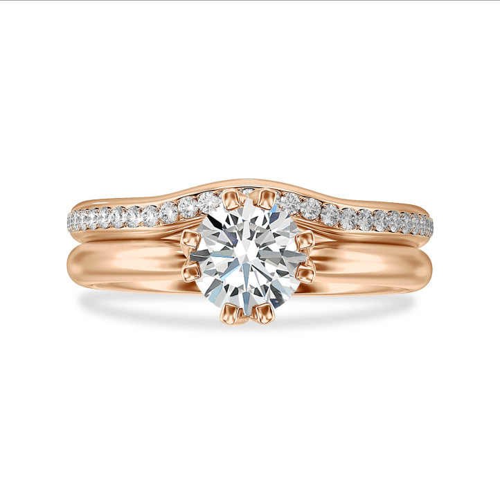 2.50 karaat lab grown diamanten solitaire ring in rood goud