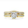 1.50 karaat lab grown diamanten solitaire ring in geel goud met ronde lab grown diamanten (volledig rondom gezet)