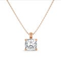 5.00 karaat solitaire hanger in rood goud met cushion diamant