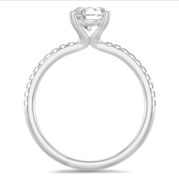 5.00 karaat solitaire ring in wit goud met zijdiamanten