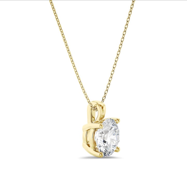 5.00 karaat solitaire hanger in geel goud met ronde lab grown diamant
