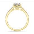 5.00 karaat diamanten solitaire ring in geel goud met zijdiamanten