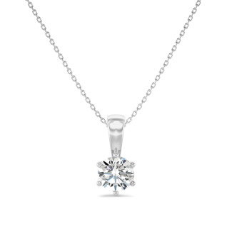 5.00 karaat solitaire hanger in wit goud met ronde lab grown diamant