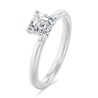 2.00 karaat solitaire ring met een lab grown asscher cut diamant in wit goud
