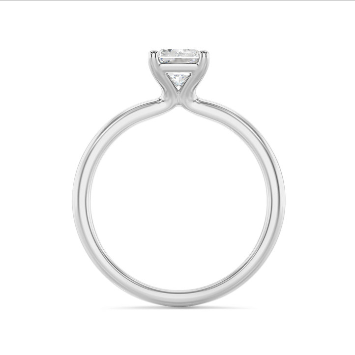 2.50 karaat solitaire ring met een lab grown radiant cut diamant in wit goud