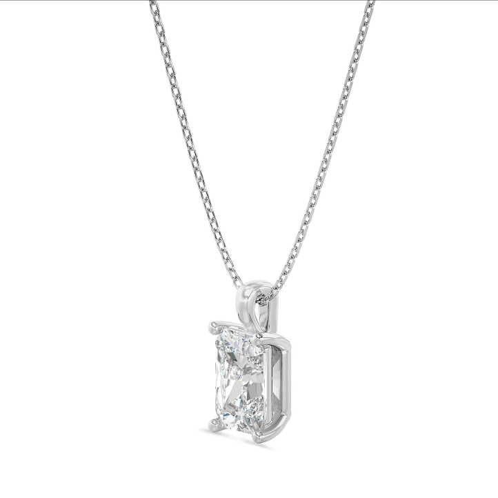 1.00 karaat solitaire hanger in wit goud met radiant cut diamant