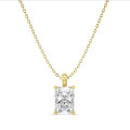1.00 karaat solitaire hanger in geel goud met lab grown radiant cut diamant