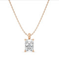 2.00 karaat solitaire hanger in rood goud met radiant cut diamant