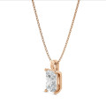 2.00 karaat solitaire hanger in rood goud met radiant cut diamant