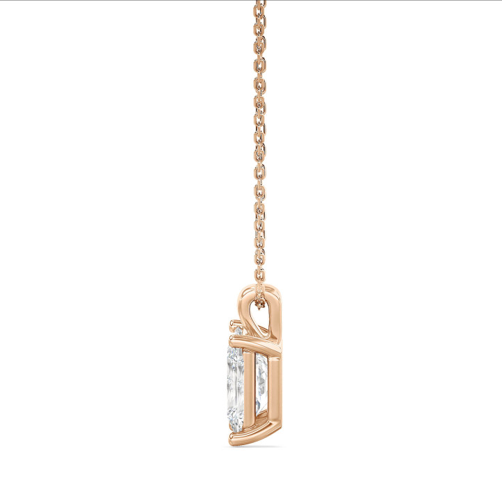 2.00 karaat solitaire hanger in rood goud met radiant cut diamant