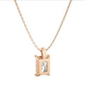 3.00 karaat solitaire hanger in rood goud met lab grown radiant cut diamant