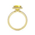 3.00 karaat halo solitaire ring met een gele radiant cut diamant in geel goud