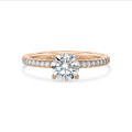2.50 karaat solitaire ring in rood goud met hidden halo