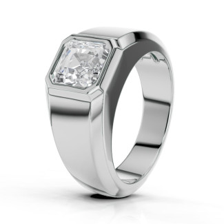 2.00 karaat zegelring met een lab grown asscher cut diamant in wit goud