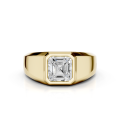 2.00 karaat zegelring met een lab grown asscher cut diamant in geel goud
